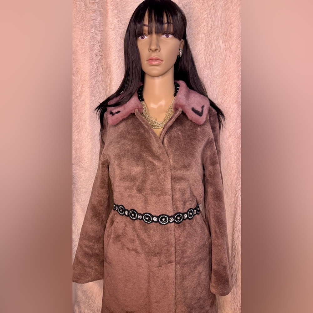 NWT Vintage Boutique Shearling Lamb Fur Coat with Mink Collar Size M - Picture 9 of 14